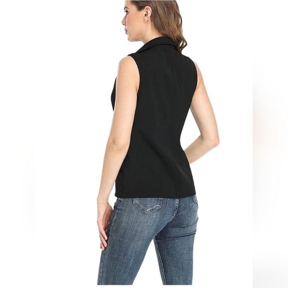 Zip Up Vest Casual Utility Outdoor Sleeveless Jacket with Pockets Black Size 2X - Picture 3 of 11